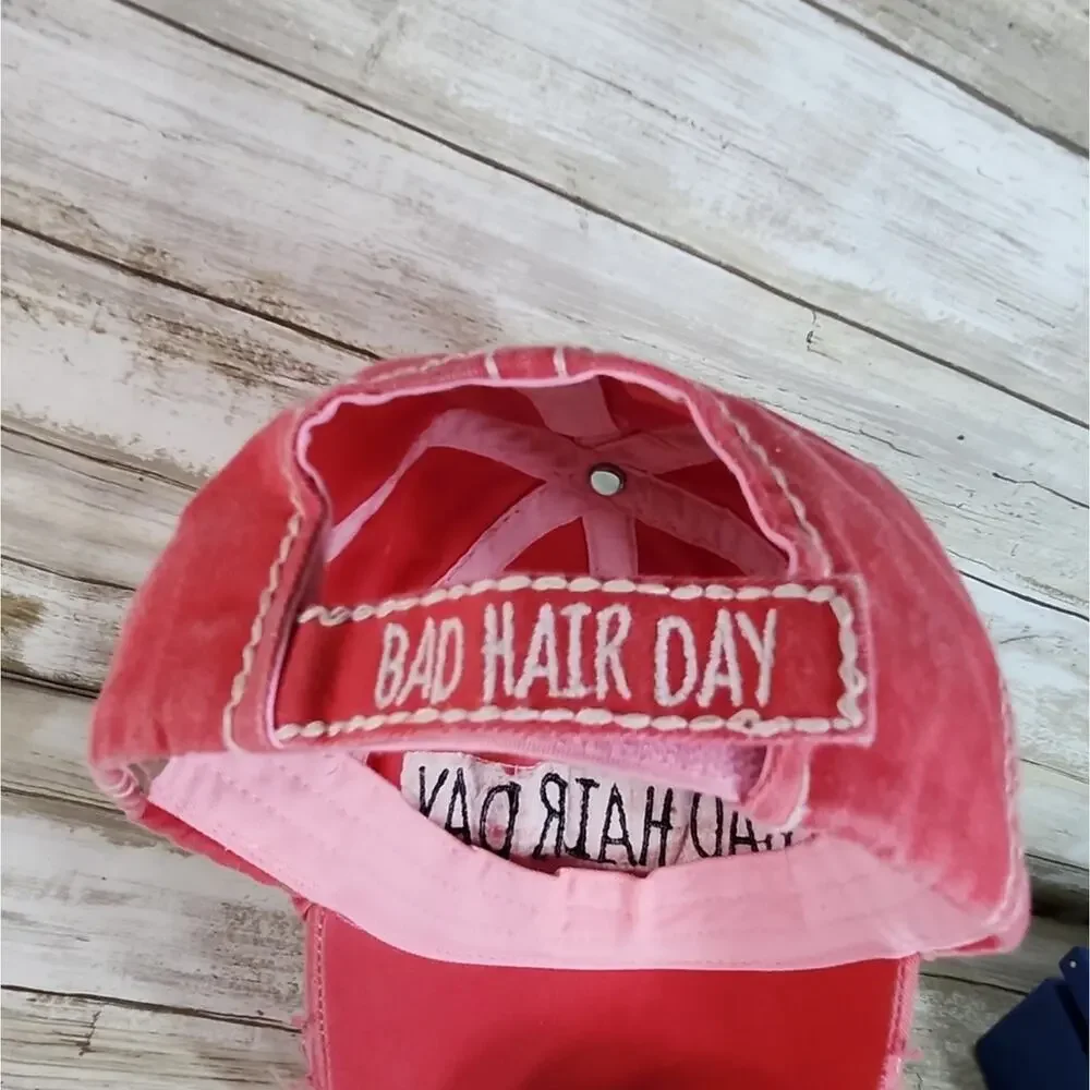 Distressed  Bad‎ Hair Day Pink KB Ethos Women's Baseball Cap/Hat Bad Hair Day